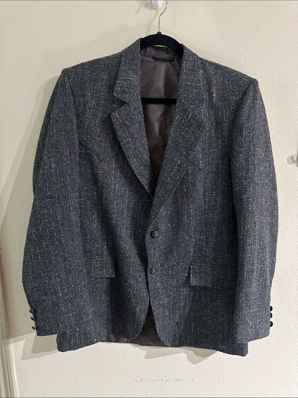 Wrangler Men's Textured Dark Gray/Navy Tweed Sport Coat